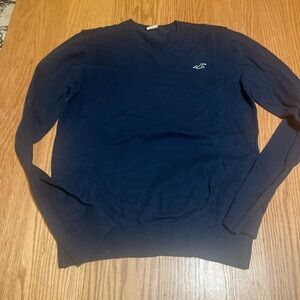 Hollister Sweater Mens Medium Blue V Neck Long Sleeve Knitted Classic Preppy